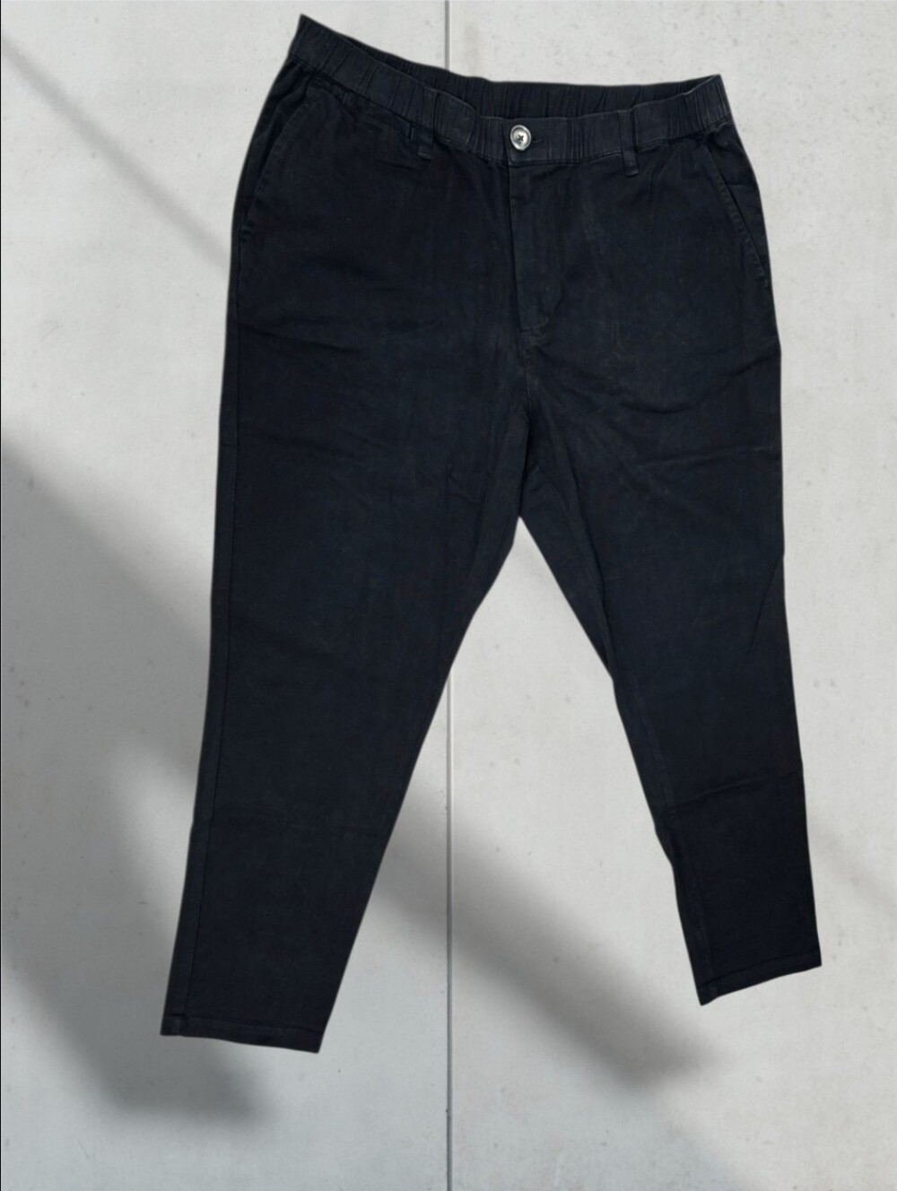 Men's Chino Pants - Black w/ Elastic Waist + Belt Loops (Size 34x30)
